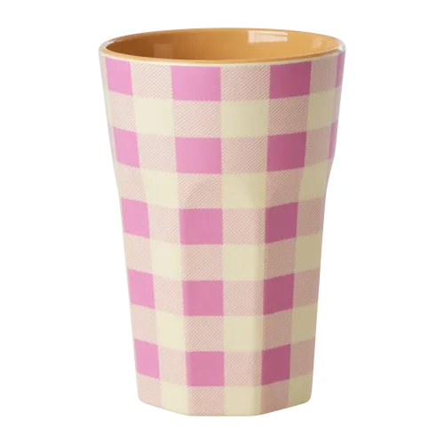 Rice Melamin Becher Groß Pink mit Streifen Muster