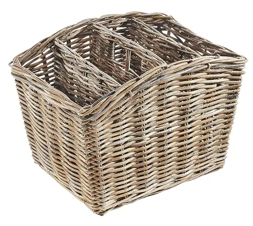 Kobolo Zeitungsständer Magazinsammler aus Rattan - kubu grey - Zeitungsständer aus Rattan mit 4 Fächern, robust und umweltfreundlich, ideal für ein elegantes und natürliches Zuhause.