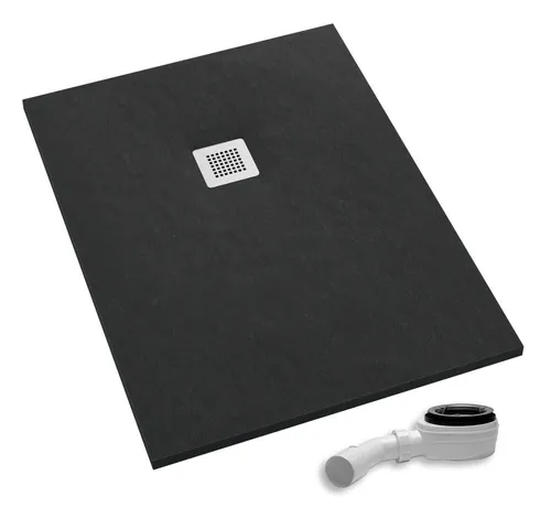 Aquabad® Duschwanne PALAST Black Stone inkl. Ablaufgarnitur, Rechteck, Acryl, 1-St., Duschwanne + Ablaufgarnitur, 70x90 cm