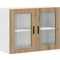 vidaXL Küchen-Hängeschrank Porto Artisan-Eiche - Küchenhängeschrank mit Glastür, bietet viel Stauraum und optimiert deinen Küchenplatz mit einem eleganten Design aus langlebigem Holzwerkstoff.