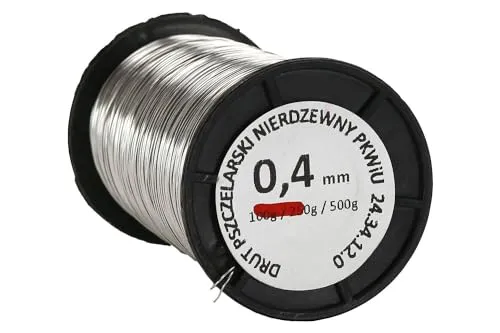 Edelstahldraht für Rähmchen - 0,4 mm - Länge: ca. 500 m - Spule 500 g - Rostfrei - Draht für Bienenstockrahmen - Imkerei - Landwirtschaft - Industrie