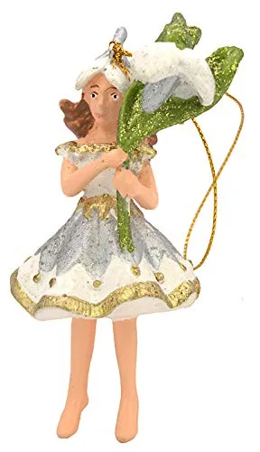 Blumenkind Blumenmädchen Elfe Weihnachten Ostern Baumschmuck Figur Deko Hänger Christbaumschmuck (weiß)