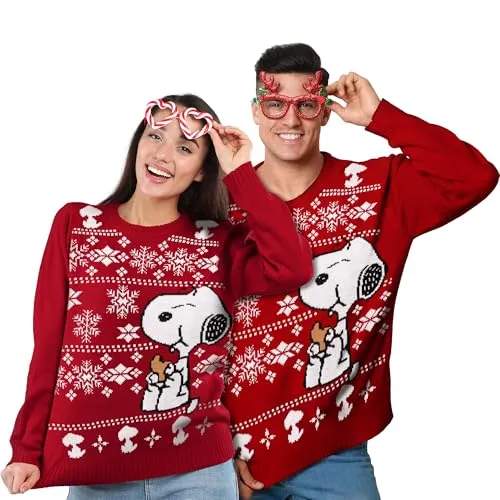 United Labels® Weihnachtspullover Peanuts Snoopy - Ugly Sweater für Winter - Lustiger Unisex-Strickpullover im Ugly Christmas Sweater Design mit auffälligem Snoopy-Motiv. Ideal für die besinnliche Weihnachtszeit und kalte Tage – pflegeleicht, langlebig und perfekt kombinierbar.