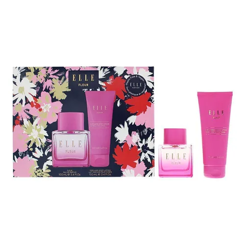 Elle Fleur 2 Piece Gift Set: Eau de Parfum 100ml & Body Lotion 100ml für Frauen - Damen Geschenkset mit verführerischem Eau de Parfum und feuchtigkeitsspendender Body Lotion – ideal für jeden Anlass.