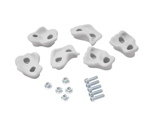 TRIBECCO Klettergriffe 5er-Set mit Befestigung – für Indoor & Outdoor Kletterwände (Grau)