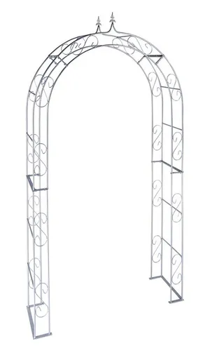 Hirsch Terracotta Rosenbogen GUSTAV Feuerverzinkt Breite 140cm SPITZ 5-tlg., 12 mm Vollmaterial FEUERVERZINKT, BxHxT 140x245x40 cm, massiv 6-fach verschraubt