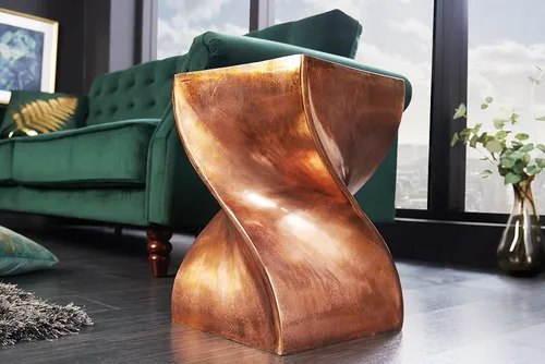 Riess-Ambiente Beistelltisch TWIST 45cm - Kupfer geflammt - Ablagetisch mit modernem Design und multifunktionaler Nutzung; handmade aus poliertem Metall in stilvoller Sanduhr-Form für individuelle Akzente in Deinem Wohnraum.