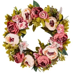 VEVOR Künstlicher Dekokranz mit Pfingstrosen und Hortensien, 48,26 cm - Dekorativer Kranz für alle Jahreszeiten, aus hochwertigem Seidenstoff gefertigt, pflegeleicht und langlebig – ideal für Hochzeiten, Festivals und als stilvolle Wand- oder Türdekoration.