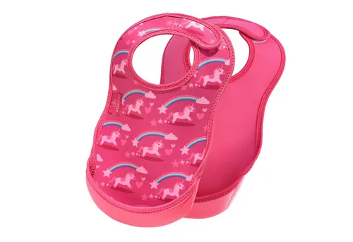 Bibetta Lätzchen aus besonders pflegeleichtem Neopren im Doppelpack, (Spar-Set, 2-St., 2 Stück), mit ausklappbarer Krümelfangtasche