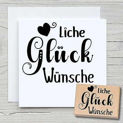 NEWSTAMPS Stempel Herzliche Glückwünsche Motivstempel aus Holz & Gummi zum Karten und Geschenke basteln, Holzstempel für Geburtstage, Spruchstempel, Textstempel, Schrift, Scrapbook