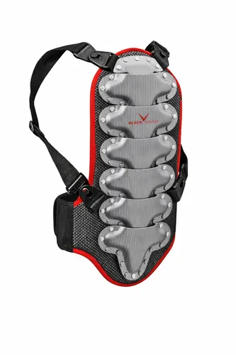 Black Crevice Rückenprotektor – Größe JL – Ski & Snowboard – Schwarz/Rot/Silber