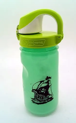 Nalgene 'Everyday OTF Kids' - 0,35 L grün-Glow, „Pirat“, Deckel grün-Weiss