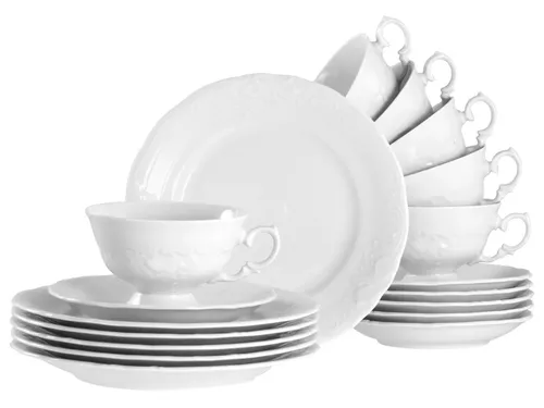 CreaTable Kaffeeservice Frederike Weiss 18-tlg - Elegantes 18-teiliges Kaffeeservice für 6 Personen aus hochwertigem Porzellan. Spülmaschinengeeignet und ideal für stilvolle Kaffeerunden.