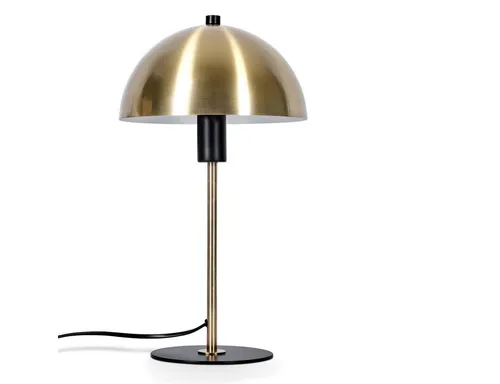 Hofstein Tischleuchte Retro in Messing/Schwarz, Ø20cm, 36cm - Moderne Tischleuchte aus Metall, ideal für Esszimmer und Schlafzimmer. Elegantes Design mit praktischen Schalter am Kabel – perfekt für stimmungsvolle Beleuchtung.
