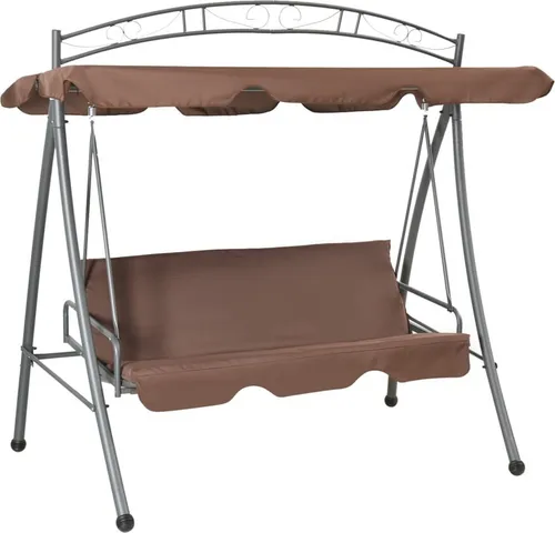 The Living Store Hollywoodschaukel mit Bettfunktion und Dach Kaffeebraun