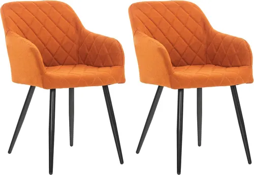 CLP 2er Set Esszimmerstuhl Shila I in Orange, Bezug Stoff oder Samt - Esszimmerstühle mit Armlehnen, stilvolles Design und bequeme Polsterung, ideal für Wohnzimmer oder Arbeitszimmer, max. Belastbarkeit 120 kg.