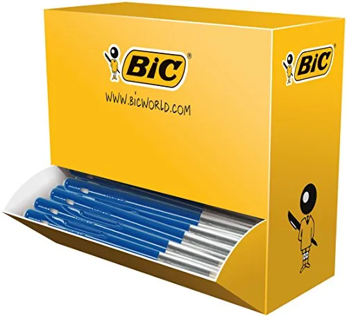 BIC 942915 Kugelschreiber M10 Blau – 100er Pack - Druckkugelschreiber mit 0,4 mm Strichstärke, ideal für Büro, Home Office oder Schule. Dokumentenechte Tinte und schreibt auch auf Fettpapieren.