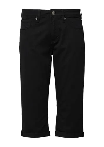 QS 3/4-Hose Jeans Catie - Slim Fit in Schwarz (Gr. 38) - Stoffhosen mit 5-Pocket-Form, aus hochwertigem Denim für einen bequemen Sitz und eine moderne Passform im Capri-Look.