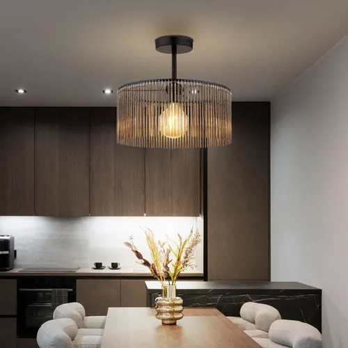 LED Deckenlampe schwarz matt - Moderne Wohnzimmerlampe mit rauchfarbenem Schirm - Lampen - Stilvolle Deckenleuchte mit edlem matt schwarzen Metall und eleganten Acrylstäben, sorgt für eine angenehme Lichtatmosphäre mit 806 Lumen.