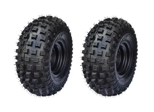 FunSport-Factory Kinderfahrzeug-Räder 16x8-7 - Set aus zwei 16x8-7 Kompletträdern mit robusten TL-Noppen-Profil für Quads. Schlauchloses Design sorgt für Wartungsfreundlichkeit, während die stabile Stahlfelge für Langlebigkeit und optimalen Halt auf jedem Gelände garantiert.