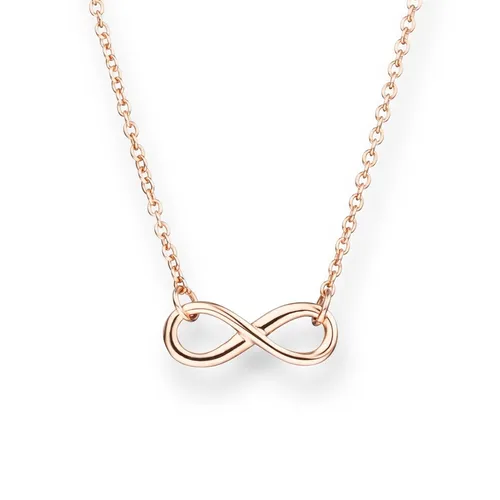 GLANZSTÜCKE MÜNCHEN Damen-Halskette Infinity - Ketten für Damen mit filigranem Infinity-Anhänger aus 925er Sterlingsilber, rosévergoldet. Hochglanzpolierte Oberfläche und längenverstellbare Ankerkette - das ideale Geschenk für Schmuck-Fashionistas.