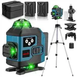 ONEVAN 4D Laserwasserwaage mit 16 Linien und Teleskopstativ - Präzise Laserwasserwaage mit 16 grünen Linien, automatischer Selbstnivellierung und 1,5m Teleskopstativ. Ideal für exakte Ausrichtungen bei Fliesen- und Wandarbeiten.