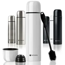 Goods+Gadgets Thermoflasche Edelstahl-Isolierflasche 500/1000ml – Thermosflasche mit Druckknopf, doppelwandiger Thermobecher Isolierkanne weiß 1000 ml
