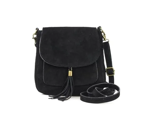 Elegante Damen Schultertasche aus italienischem Wildleder - Stilvolle Schultertasche aus hochwertigem italienischem Wildleder mit abnehmbarem Schultergurt. Ideal für Freizeit und besondere Anlässe. Praktische Fächer bieten ausreichend Stauraum.