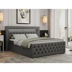 Boxspringbett 180x200 mit LED Kopfteil in gold von MKS Meble