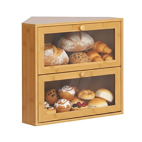 Relaxdays Eck-Brotkasten mit Deckel - Praktischer Eck-Brotkasten von Relaxdays für eine platzsparende Aufbewahrung. Hält Ihr Brot frisch und sorgt für Ordnung in der Küche.