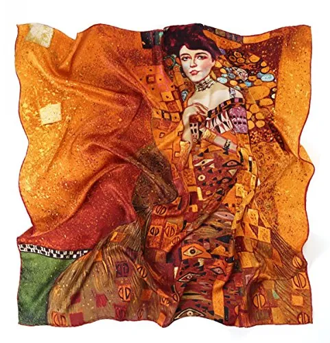 Prettystern Damen 90cm X 90cm Jugendstil Kunstdrucke golden großes Seidentuch Gustav Klimt - Adele Bloch-bauer P817