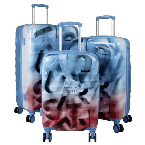 Trendyshop365 Trolleyset Kofferset 3tlg Verona - 3-teiliges Kofferset mit buntem Farbverlauf und Graffiti Design aus robustem Polycarbonat. Ideal für Reisen mit Sicherheit durch integriertes Zahlenschloss und komfortablem Handling dank 4 drehbarer Rollen.