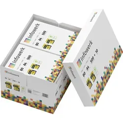 Infowerk Druckerpapier Kopierpapier 5000 Blatt A4 80g Premium Weiß - Hochwertiges Druckerpapier mit 160 CIE Weißegrad und 95% Opazität, ideal für brillante Druckergebnisse. Perfekt für Büro und Zuhause.