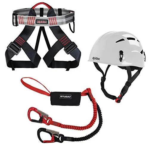 ALPIDEX Kletterhelm mit Klettergurt und Stubai Klettersteigset BASIC 3.0 – Universalgröße