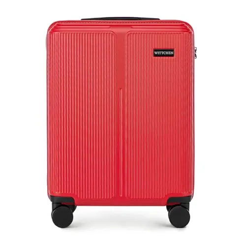 WITTCHEN Stripes Line | Kabinenkoffer 55 × 39 × 20 cm (M) | Hartschale ABS handgepäck Koffer 36 l, 4 Rollen 360° & Zahlenschloss | Handgepäck Tasche für Lufthansa/Eurowings/Ryanair | Farbe: Rot