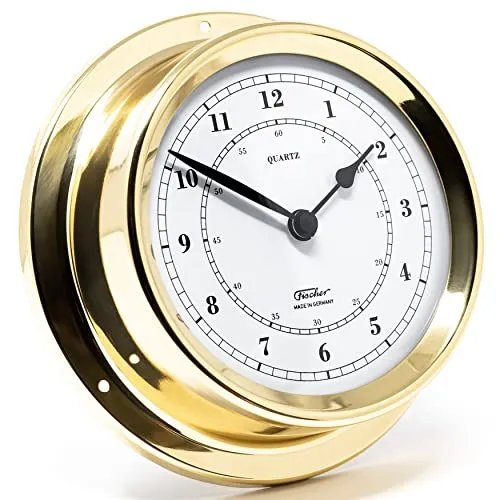 Fischer 1508U-45 Maritime Quarz-Uhr – 125mm Messgerät in gold von Fischer