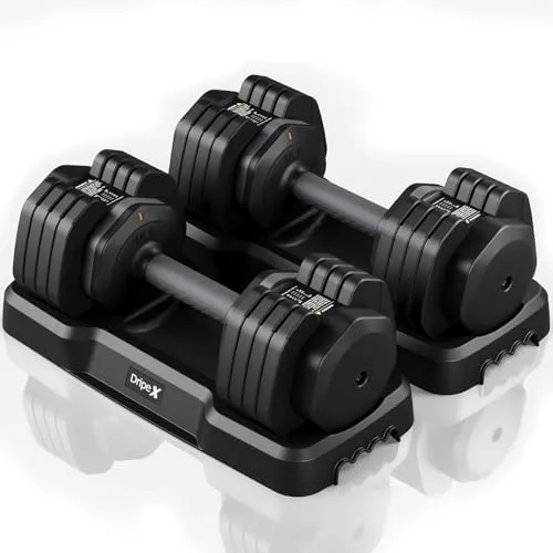 Dripex Hantel Verstellbares Hantelset 24.5kg Ein Paar, Hanteln mit Anti-Rutsch Griff, Fitness Kurzhanteln aus Stahl, Zwei Hanteln separat versandt