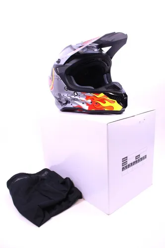 ONeal 5SRS HR Motocrosshelm - Hellgrau/Schwarz/Rot/Gelb - M - Motorradhelm mit innovativer IntelliQuin-Technologie für automatische Unfallerkennung und Notfallbenachrichtigung. Hohe Sicherheit und Komfort dank hochwertiger Materialien und optimaler Passform.