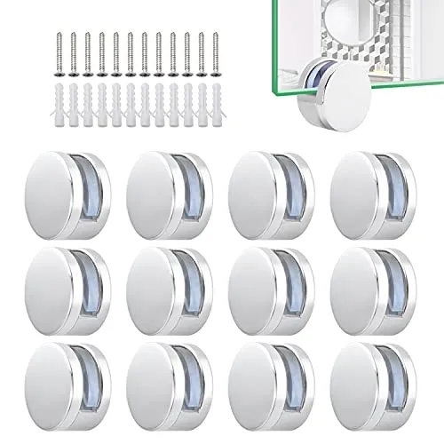 Stück Klemmbefestigung Spiegelclip Mehrzweckrunde Wandhalterung Inklusive Expansionsrohr und Schrauben (Stil 1) 12