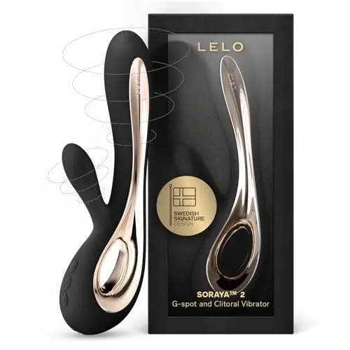 LELO Soraya 2 Schwarz - Luxus Rabbit-Vibrator - Sexspielzeug mit 12 Vibrationsfunktionen für doppelte Stimulation von Klitoris und G-Punkt, ergonomisches Design und extra weiches Silikon für unvergleichliches Vergnügen.