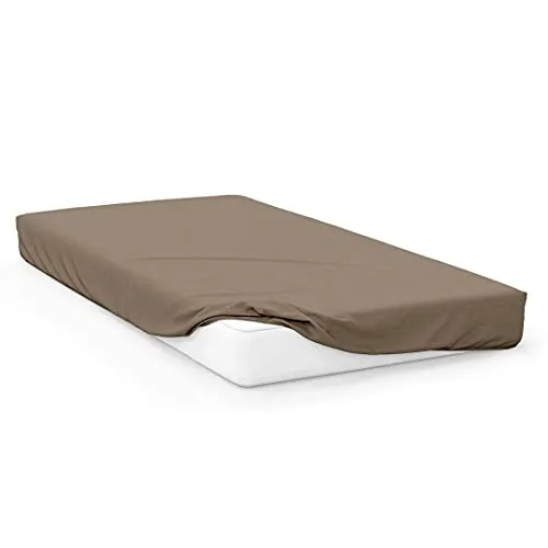 Soleil d'ocre Spannbettlaken Jersey von Baumwolle 160x200 cm Taupe, Ecru, 160 x 200 cm