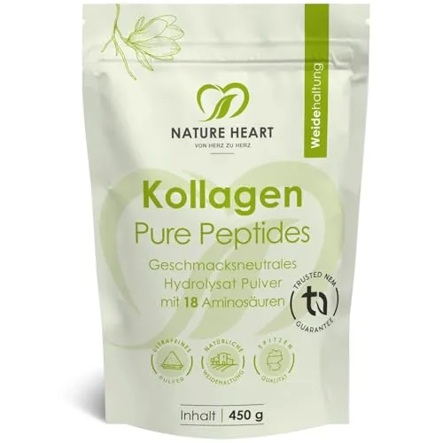 Produktbild Nature Heart Kollagen Pure Peptides Pulver 450g – geschmacksneutrales Kollagen für vielseitige Anwendung