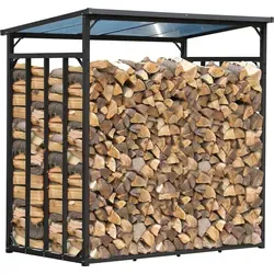 QUICK STAR Metall Kaminholzregal Anthrazit XXXL 185 x 100 x 185 cm