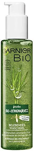 Garnier Bio Waschgel mit Lemongrass - Reinigungsschaum für normale bis Mischhaut, mit bio Lemongrass-Öl für tiefenwirksame Reinigung und feuchtigkeitsspendende Eigenschaften, 100% recycelbare Verpackung.