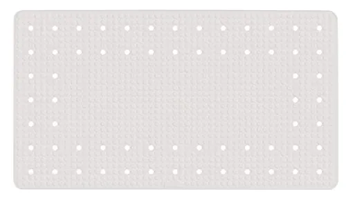 WENKO Wanneneinlage Mirasol, Antirutsch-Badewannenmatte mit Saugnäpfen, Matte mit dekorativem Loch-Muster für alle gängigen Badewannen, aus umweltfreundlichem, hochwertigem Kautschuk, 69 x 39 cm, Weiß