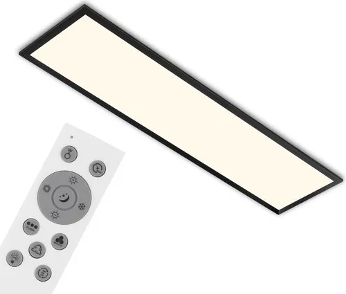 BRILONER LED Deckenlampe mit Fernbedienung - Flache 24 Watt Deckenleuchte in Schwarz, dimmbar und mit RGB-Farbwechsel, ideal für Wohnzimmer und Küche, inklusive Nachtlichtfunktion.
