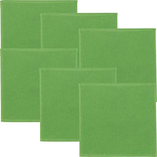 Erwin Müller Reinigungstuch, Putztuch, Putzlappen, Spültuch 6er-Pack grün Größe 25x25 cm - 100% Baumwolle, zum Spülen oder Staubwischen, robust und langlebig, mit Frottierseite