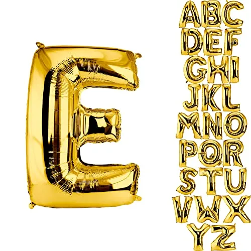 DekoRex Folienballon Gold 82cm Luftballon Geburtstag Hochzeit Deko (Buchstabe E)