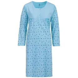 zeitlos Nachthemd Nachthemd Langarm - Zweigen blau 5XL