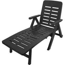 Kunststoff Gartenliege Smeraldo Anthrazit - Praktische Sonnenliege aus robustem Kunststoff, ideal für Garten und Terrasse. 4-fach verstellbare Rückenlehne und klappbar mit Rollen für einfachen Transport. Genießen Sie entspannte Stunden im Freien!